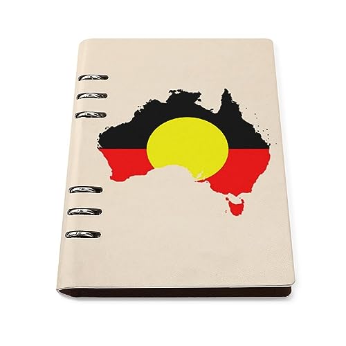 Australian Aboriginal Flag Map Notebook Cover 6-Ring Binder Portable Planner Book Loose-Leaf Cover for Home Office