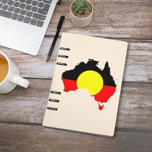 Australian Aboriginal Flag Map Notebook Cover 6-Ring Binder Portable Planner Book Loose-Leaf Cover for Home Office
