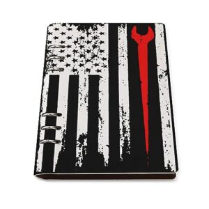 ironworker profession usa flag notebook cover 6-ring binder portable planner book loose-leaf cover for home office