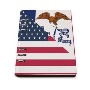 american and iowa state flag notebook cover 6-ring binder portable planner book loose-leaf cover for home office