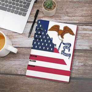 American and Iowa State Flag Notebook Cover 6-Ring Binder Portable Planner Book Loose-Leaf Cover for Home Office