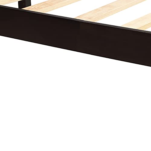 Lifeand Queen Size Platform Bed Frame with Headboard,Wood Slat Support,No Box Spring Needed,Espresso