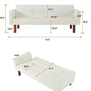 MMTGO L Shaped Reversible Sofa with Storage Chaise, 74.4 Inch, Beige