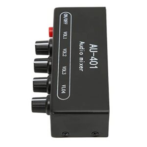 Audio Mixer,Sound Mixer,Stereo Mixer,4 in 1 Out Stereo Mixer,4 in 1 Out Independent Volume Control 3.5mm Mini Sound Mixer,Long-Range Connectivity,for Headphone Amplifier PC,Black