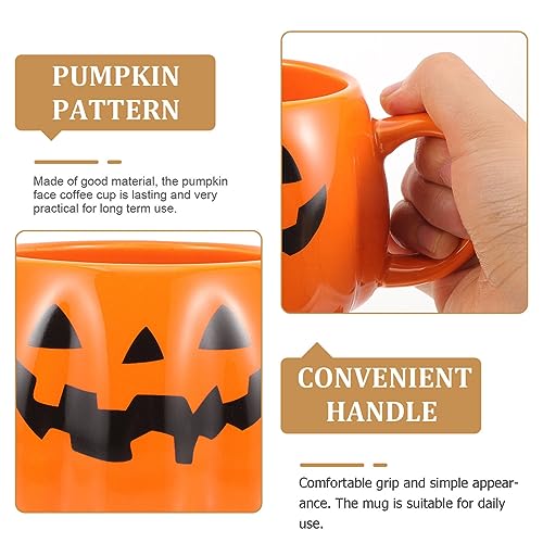 Amosfun Office Decor Pumpkin Ceramics Mug Halloween Coffee Cup Autumn Tea Mug for Family and Friends Thanksgiving Christmas Birthday and Fall Gifts Coffee Mug