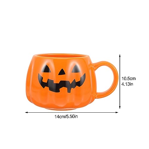 Amosfun Office Decor Pumpkin Ceramics Mug Halloween Coffee Cup Autumn Tea Mug for Family and Friends Thanksgiving Christmas Birthday and Fall Gifts Coffee Mug