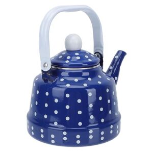 luxshiny 1pc household water kettle stainless steel teapot dot enamel tea kettle heating teapot with steel handle blue 1.7l