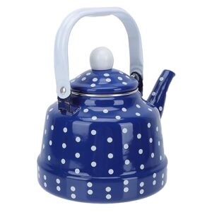 Luxshiny 1pc Household Water Kettle Stainless Steel Teapot Dot Enamel Tea Kettle Heating Teapot with Steel Handle Blue 1.7L