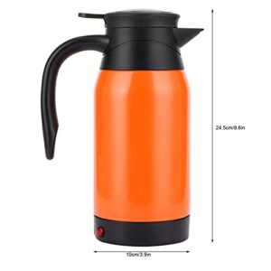 Electric Kettle, 800ML 10x24.5cm Orange Car Electric Kettle with Temperature Display Car Boiling Cup DC 12V Stainless Steel Kettle