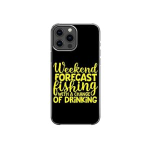 weekend forecast fishing with a change of drinking sarcastic funny pattern art design anti-fall and shockproof gift iphone case (iphone xr)