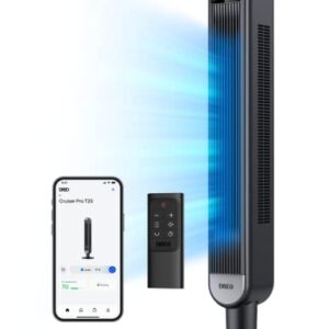 Dreo Smart Tower Fans for Home, 90° Oscillating Fan for Bedroom Indoors, Voice Control Floor Fan & Tower Fan Smart Voice Control, 25 DB Quiet DC Portable Bladeless Fan