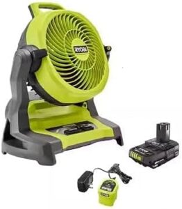 ryobi one+ 18v cordless 7-1/2 in. bucket top misting fan kit with 1.5 ah battery and charger yellow/black medium pcl85 (renewed)