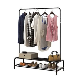 Black Commercial Garment Rack，Closet Garment Rack, Heavy Duty Clothes Storage Organizer for Bedroom, Free-Standing and Closet Organizer and Storage with Hanger Rods Clothes Rack for Hanging Clothes