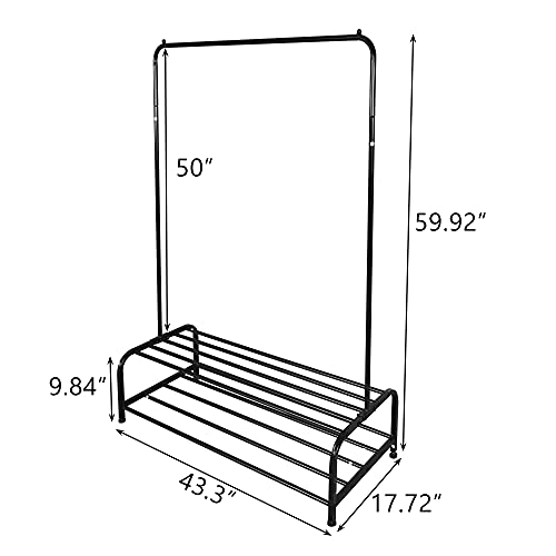 Black Commercial Garment Rack，Closet Garment Rack, Heavy Duty Clothes Storage Organizer for Bedroom, Free-Standing and Closet Organizer and Storage with Hanger Rods Clothes Rack for Hanging Clothes