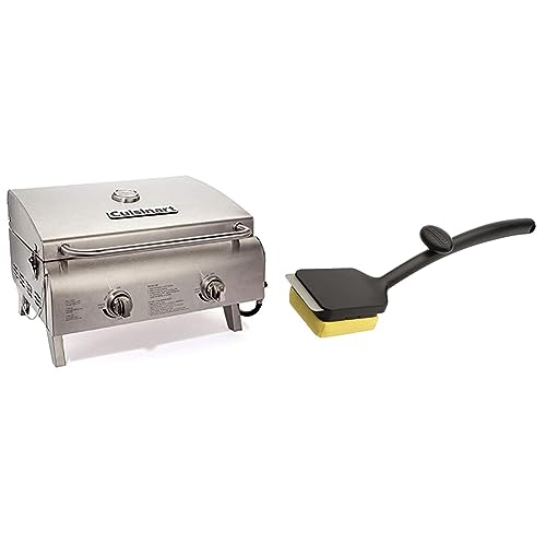 Cuisinart CGG-306 Chef's Style Portable Propane Tabletop 20,000, Professional Gas Grill & CCB-1000 Grill Renew Steam Cleaner Brush, Safe and Effective Barbecue Cleaning Brush