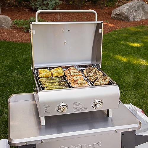 Cuisinart CGG-306 Chef's Style Portable Propane Tabletop 20,000, Professional Gas Grill & CCB-1000 Grill Renew Steam Cleaner Brush, Safe and Effective Barbecue Cleaning Brush