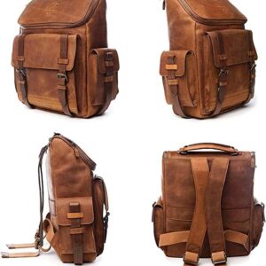 VELEZ 10.5 Mens Black Business Casual Sneakers + Top Grain Leather Backpack for Men Brown Designer Bookbag Business Casual Shoulder Bag