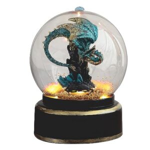 ice armor 7.5" h aqua blue dragon in air powered snow globe figurine home décor