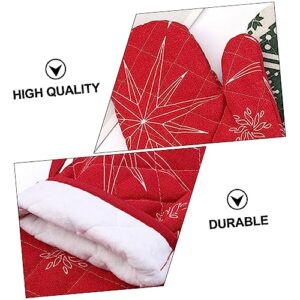 NOLITOY 4 Sets Gloves Set red Outfit red Pot Holders Silicone Pot Holder Oven mat Christmas Oven Mitts Kitchen Cushion Cloth Cooking Mitt Kitchen Microwave Mitt Baking Mitt Bread Dish Rack