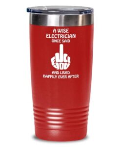 creator's cove electrician rude 20 oz 30 oz insulated tumbler fuck off adult dirty humor, gift for coworker leaving curse word middle finger cup swearing