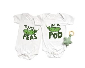 two peas in a pod baby bodysuit one-piece twin set boy girl newborn twin shirts (6-9 month us)