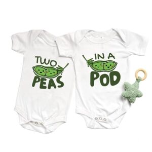 Two peas in a pod baby bodysuit one-piece twin set boy girl newborn twin shirts (6-9 Month US)