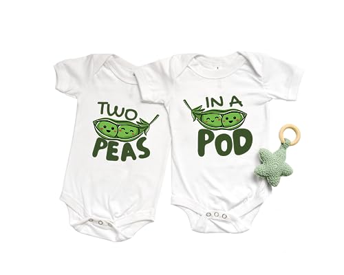 Two peas in a pod baby bodysuit one-piece twin set boy girl newborn twin shirts (6-9 Month US)