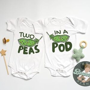 Two peas in a pod baby bodysuit one-piece twin set boy girl newborn twin shirts (6-9 Month US)