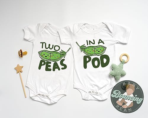 Two peas in a pod baby bodysuit one-piece twin set boy girl newborn twin shirts (6-9 Month US)