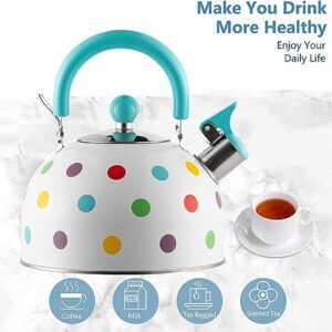 2.5L Whistling Tea Kettle Universal Base,Food Grade Stainless Steel Teapot with Cool wooden Grip Ergonomic Handle Loud Whistle▂19 * 23cm/7.48"*9.06"