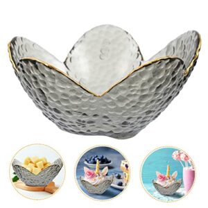 NOLITOY 1pc salad bowl candy japanese trifle bowl glass pasta container Appetizer Serving Bowl home Glass Dessert Container Salad Storage Tray Food Serving Plate Lotus Fruit Bowl tableware