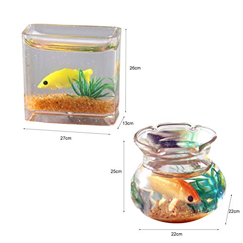 Dollhouse Miniature Goldfish Bowls, Chic Miniature Fish Tank with Smooth Surface, Realistic Resin Dollhouse Fish Tank Accessories for Garden Scene Decor, 1.06" x 0.51" x 1.02"