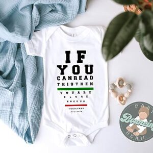 If you can read this you are close enough to change my diaper Snellen chart funny baby boy or girl unisex bodysuit matching twin set (3-6 Month US)