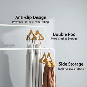Xshelley Garment Rack Freestanding Clothing Rack Hanger Double Pole Multi-functional Bedroom Clothing Rack, Heavy Duty Metal Clothing Garment Rack with Shelves (White)