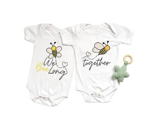 we beelong togeather bee baby bodysuit twin set kids boy girl unisex shirt (6-9 month us)