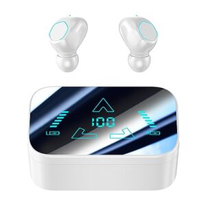 yrmaups bluetooth headphones wireless earbuds, with 95hr running-time sports ear buds with 850mah digital display charging case, ipx4 water proof, with micro cordless earphone