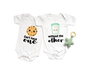 milk and cookies, you can't have one without the other baby boy girl bodysuits twin set (4t/5t shirt)