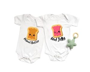 peanut butter and jelly pair baby boy girl bodysuits twin set (2t/3t shirt)