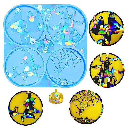 Halloween Coaster Epoxy Resin Mould Halloween Cup Tray Dish Mat Resin Silicone Mold for Jewelry Making