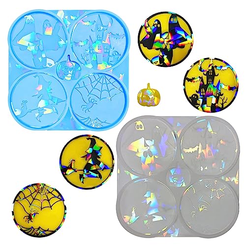 Halloween Coaster Epoxy Resin Mould Halloween Cup Tray Dish Mat Resin Silicone Mold for Jewelry Making