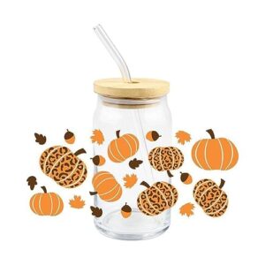 uv dtf transfer sticker thanksgiving rub on transfers for crafting pumpkin pattern uv dtf cup wrap transfer sticker for glass coffee cups waterproof diy decals