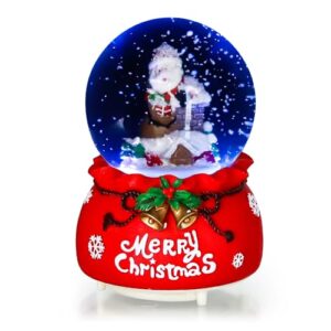 christmas snow globes toileum snow globe for home decor with automatic snow, music, colorful lights glass crystal ball for kid gifts (style1)