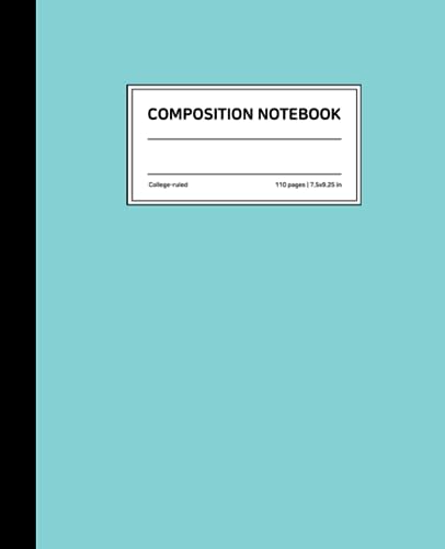 Aqua Light Green Composition Notebook : College Ruled, 7.5 × 9.25 Inches, Glossy Cover, 110 Pages: Assorted Colors comp journal for school student, college