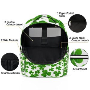 bisibuy St. Patrick's Day Clover Travel Laptop Backpack, 16.1 Inches Computer Backpack, Durable Water-Repellent Travel Backpack for Business College Women Men Gift