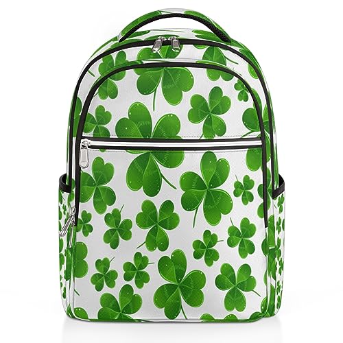 bisibuy St. Patrick's Day Clover Travel Laptop Backpack, 16.1 Inches Computer Backpack, Durable Water-Repellent Travel Backpack for Business College Women Men Gift