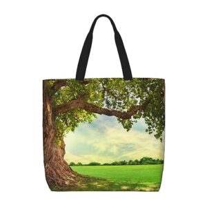 vacsax tote bag for women reusable shopping bags tree with branch scenery print shoulder handbag aesthetic totes for grocery