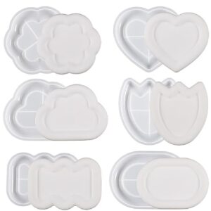 yalulu 6pcs irregular tray resin molds, plate silicone molds, dish tray epoxy casting molds, bowl silicone mould for jewelry dish, home decoration