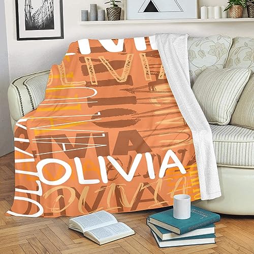 JOYXBUY Custom Blanket Personalized Throw Blanket Name Blankets Personalized Gifts for Women Men Kids Baby Boys Girls (Orange, 40” x 50”)