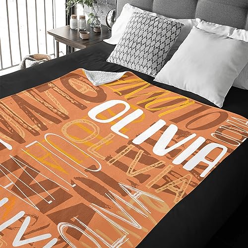 JOYXBUY Custom Blanket Personalized Throw Blanket Name Blankets Personalized Gifts for Women Men Kids Baby Boys Girls (Orange, 40” x 50”)