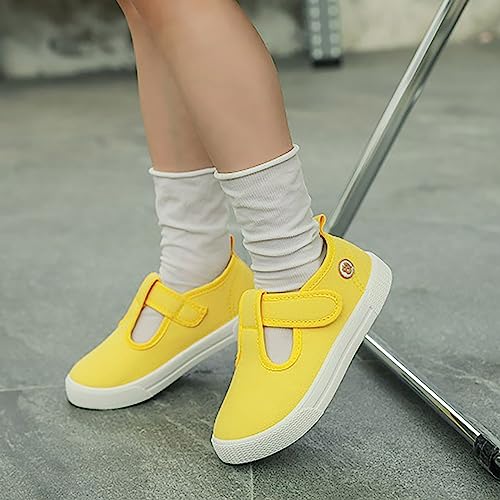 Shoes Toddler Baby Boy Girl Flat Shoes Girl Canvas Shoes Baby Soft Sole Girls Running Shoes (Yellow, 7 Toddler)